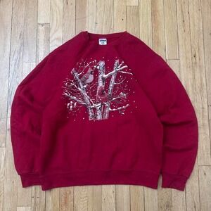 Vintage‎ winter Cute Themed birds & Trees Crewneck Sweatshirt